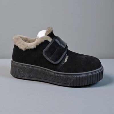 Ботинки женские зимние натуральная замша черные 11157