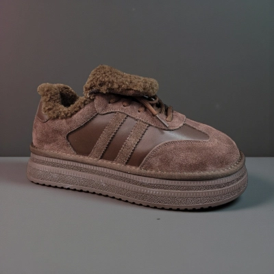 Ботинки женские зимние натуральная замша и кожа шоколадные 11162