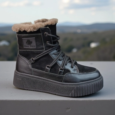 Ботинки женские зимние натуральная замша и кожа черные 11164 Ботинки женские зимние натуральная замша и кожа черные 11164