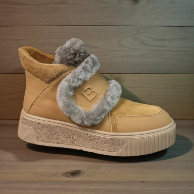 Ботинки женские зимние натуральная замша и кожа коричневые 11168