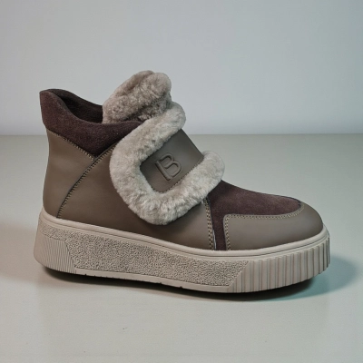 Ботинки женские зимние натуральная замша и кожа шоколадные 11170