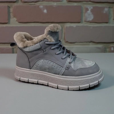 Ботинки женские зимние натуральная замша с кожей серые 11179 Ботинки женские зимние натуральная замша с кожей серые 11179