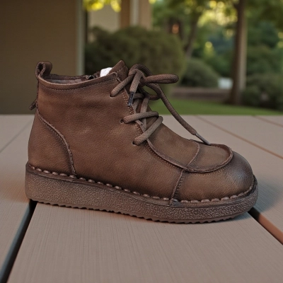 Ботинки женские зимние натуральная кожа шоколадные 11186