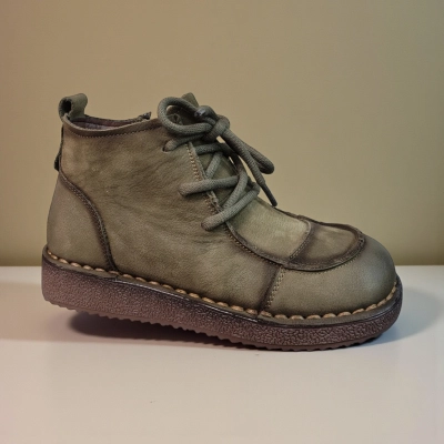 Ботинки женские зимние натуральная кожа хаки 11187