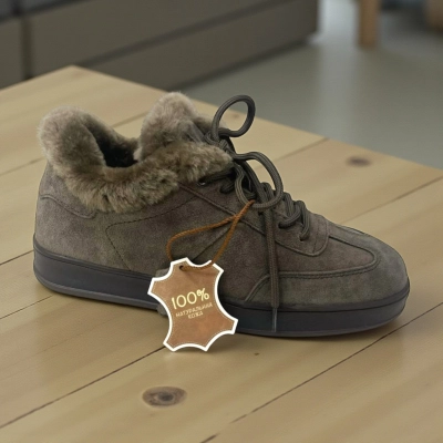 Кроссовки женские зимние натуральная замша хаки M8053-2