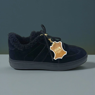 Кроссовки женские зимние натуральная замша черные M8049-1