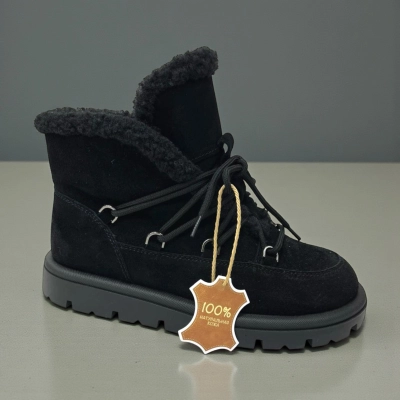 Ботинки женские зимние натуральная замша черные M8035-1