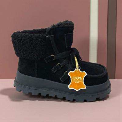 Ботинки женские зимние натуральная замша черные M9204-1