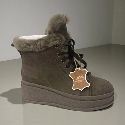 Ботинки женские зимние натуральная замша хаки M8031-3