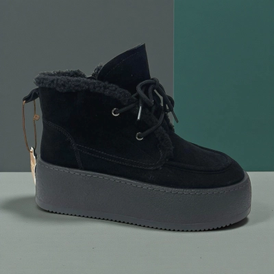 Ботинки женские зимние натуральная замша черные M8342-1