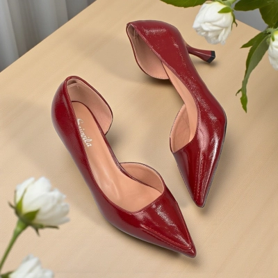 Туфли женские на каблуке искусственная лак кожа бордовые J1301-19B Туфли женские на каблуке искусственная лак кожа бордовые J1301-19B