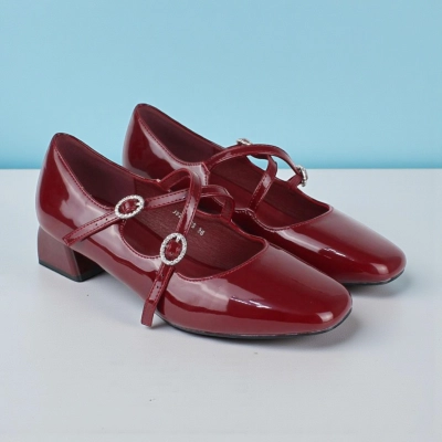 Туфли женские на каблуке искусственная лак кожа бордовые MJ920-19B Туфли женские на каблуке искусственная лак кожа бордовые MJ920-19B