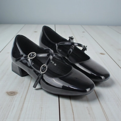 Туфли женские на каблуке искусственная лак кожа черные MJ920-1B Туфли женские на каблуке искусственная лак кожа черные MJ920-1B