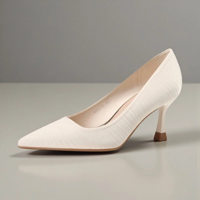 Туфли женские на каблуке искусственная кожа бежевые M601-2