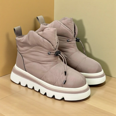 Дутики женские на зиму натуральная кожа с текстилем капучино X1055-7