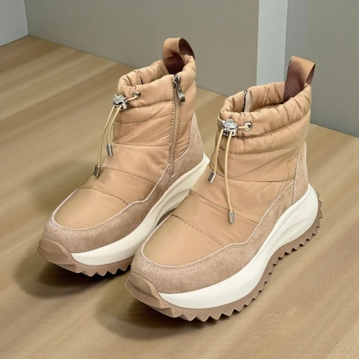 Дутики женские на зиму натуральная замша с текстилем мокко X1051-17