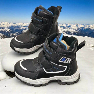 Ботинки детские на зиму искусственная кожа черные A6671-10