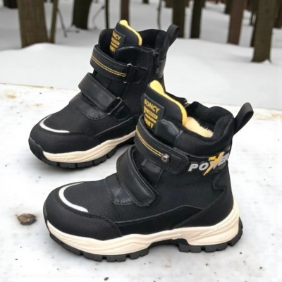 Ботинки детские на зиму искусственная кожа черные A6672-1