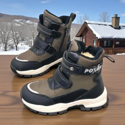 Ботинки детские на зиму искусственная кожа коричневые A6672-9