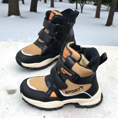 Ботинки детские на зиму искусственная кожа мокко A6675-8