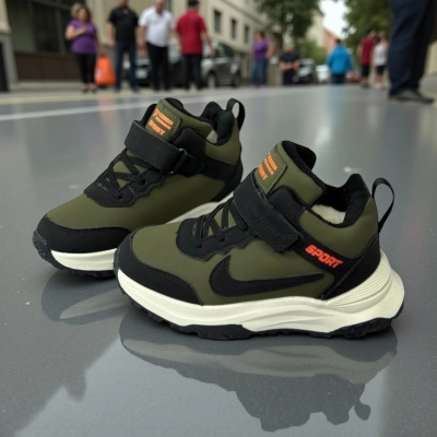 Кроссовки детские на зиму искусственная кожа зеленые A8865-9 Кроссовки детские на зиму искусственная кожа зеленые A8865-9