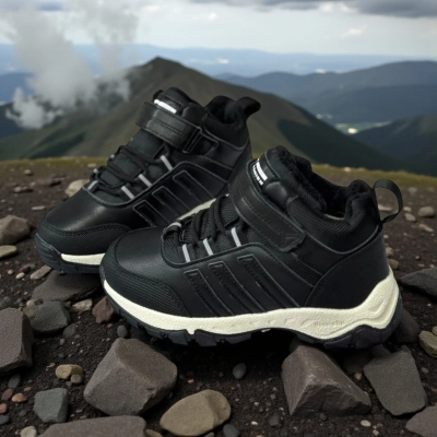 Кроссовки детские на зиму искусственная кожа черные A8863-1