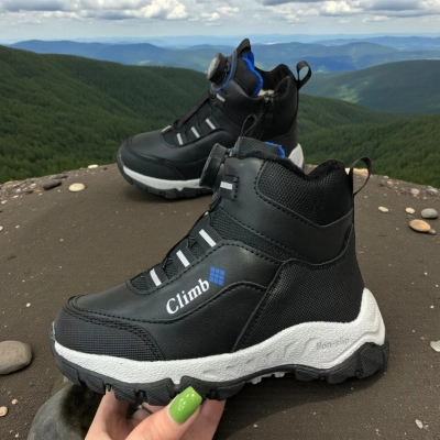 Ботинки детские на зиму искусственная кожа черные B7731-10