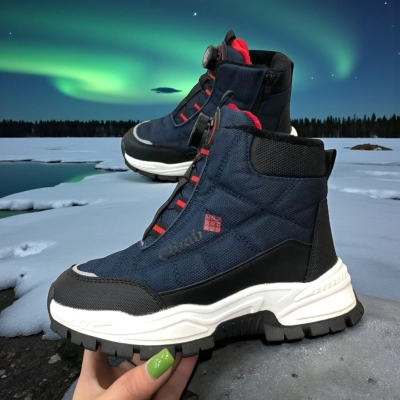 Ботинки детские на зиму искусственная кожа синие A7716-5