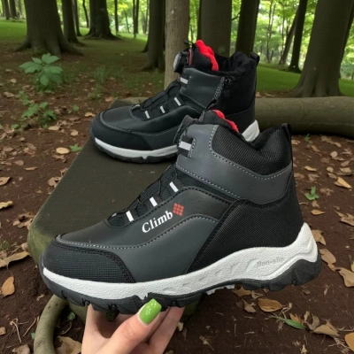 Ботинки детские на зиму искусственная кожа серые A7731-5