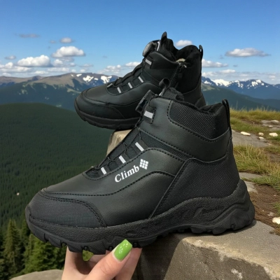 Ботинки детские на зиму искусственная кожа черные A7731-21