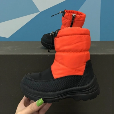 Дутики детские на зиму искусственная кожа с текстилем оранжевые A5118-6