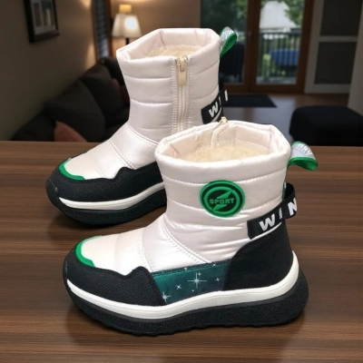 Дутики детские на зиму искусственная кожа с текстилем бежевые A5113-8