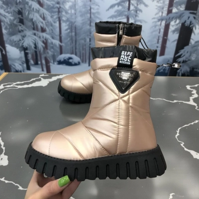 Дутики детские на зиму текстильные бронзовые A5017-11 Дутики детские на зиму текстильные бронзовые A5017-11