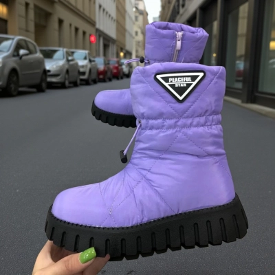 Дутики детские на зиму текстильные сиреневые A5016-17