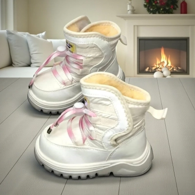 Дутики детские на зиму искусственная кожа с текстилем бежевые C6061-18