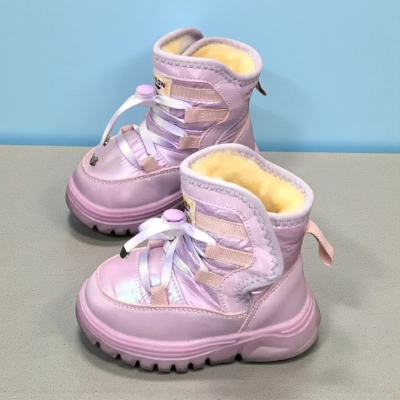 Дутики детские на зиму искусственная кожа с текстилем сиреневые C6061-19