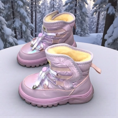 Дутики детские на зиму искусственная кожа с текстилем сиреневые B6061-19 Дутики детские на зиму искусственная кожа с текстилем сиреневые B6061-19