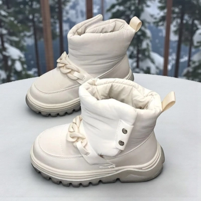 Дутики детские на зиму искусственная кожа с текстилем бежевые B6062-20 Дутики детские на зиму искусственная кожа с текстилем бежевые B6062-20