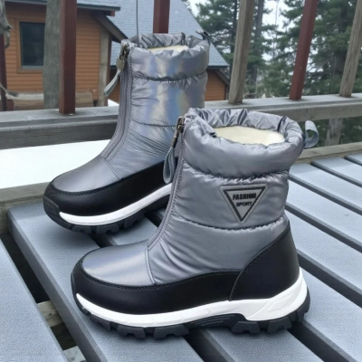 Дутики детские на зиму искусственная кожа с текстилем серые A5551-15 Дутики детские на зиму искусственная кожа с текстилем серые A5551-15