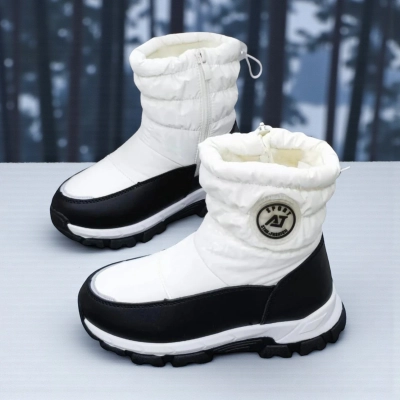 Дутики детские на зиму искусственная кожа с текстилем белые A5557-2 Дутики детские на зиму искусственная кожа с текстилем белые A5557-2