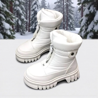 Дутики детские на зиму искусственная кожа с текстилем белые B5009-18 Дутики детские на зиму искусственная кожа с текстилем белые B5009-18