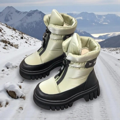 Дутики детские на зиму искусственная кожа с текстилем фисташковые B5009-16 Дутики детские на зиму искусственная кожа с текстилем фисташковые B5009-16