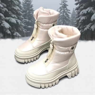 Дутики детские на зиму искусственная кожа с текстилем бежевые B5009-20 Дутики детские на зиму искусственная кожа с текстилем бежевые B5009-20