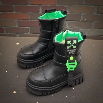 Дутики детские на зиму искусственная кожа с текстилем черные B5006-7 Дутики детские на зиму искусственная кожа с текстилем черные B5006-7