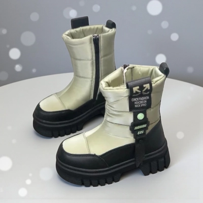 Дутики детские на зиму искусственная кожа с текстилем фисташковые B5006-16 Дутики детские на зиму искусственная кожа с текстилем фисташковые B5006-16