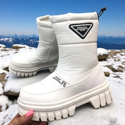 Дутики детские на зиму искусственная кожа с текстилем белые A5011-18 Дутики детские на зиму искусственная кожа с текстилем белые A5011-18