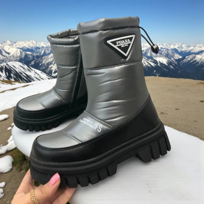 Дутики детские на зиму искусственная кожа с текстилем серые A5011-15 Дутики детские на зиму искусственная кожа с текстилем серые A5011-15