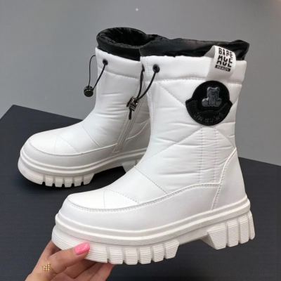 Дутики детские на зиму искусственная кожа с текстилем белые A5012-18