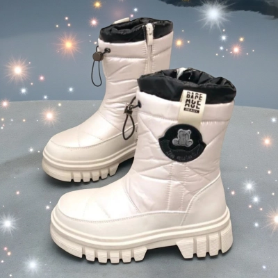 Дутики детские на зиму искусственная кожа с текстилем бежевые A5012-20 Дутики детские на зиму искусственная кожа с текстилем бежевые A5012-20