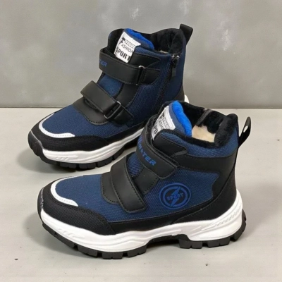Ботинки детские на зиму искусственная кожа синие A7717-10 Ботинки детские на зиму искусственная кожа синие A7717-10